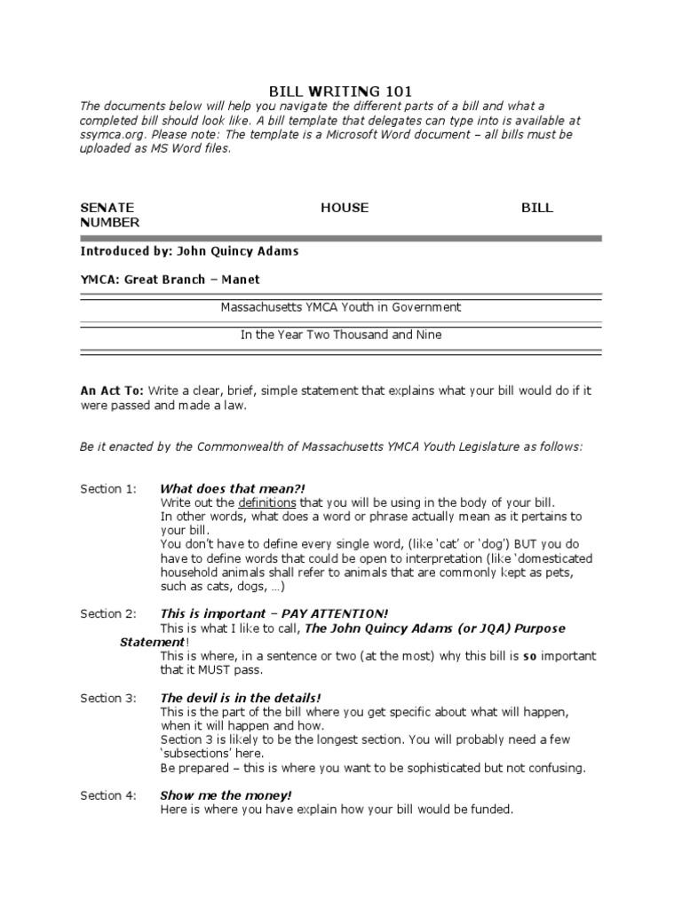 how to write a bill summary writing a bill assignment